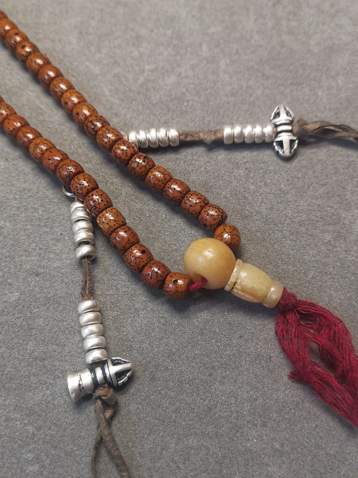 Gandhanra 5mm Silver Tibetan Buddhist Prayer Bead Counters for 6-15mm Mala,with Dorje Vajra Pendant