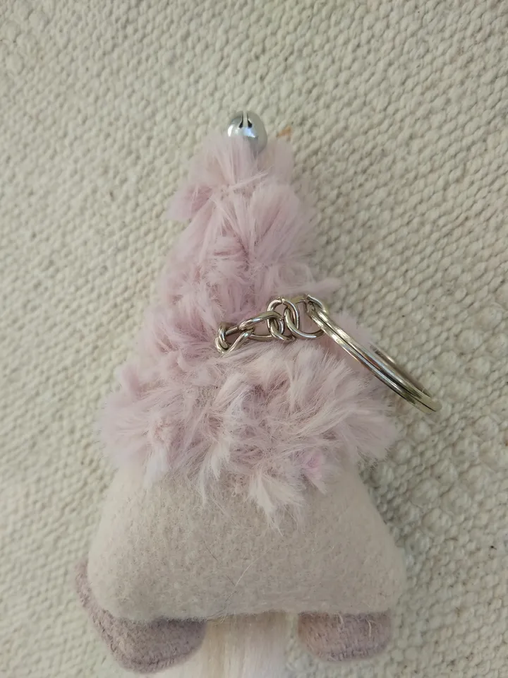 Pink flaffi gnome keyring