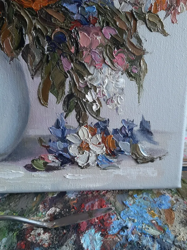 Flower oil painting Original art Wildflower painting Palette wall art