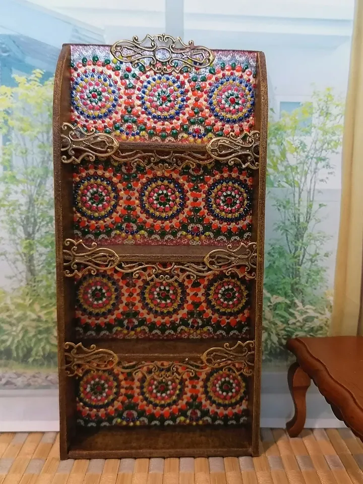 Bookcase for dollhouse handmade.1:12 scale.