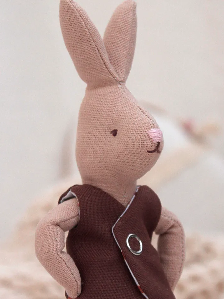 Rabbit Dad Doll with Vest and Pants - Digital PDF pattern and Sewing Instructions