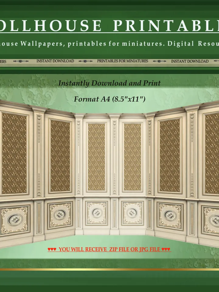 Wallpapers- Set 7-v4 | Printables for Dollhouses and Unique Miniature Projects | Digital Downloads | in Scale 1/12th