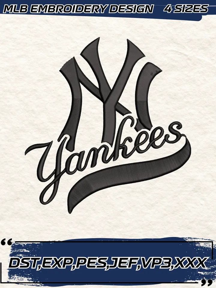 New York Yankees Logo Embroidery Design,MLB Embroidery Design,Machine Embroidery Design File,4 Sizes, Digital Download