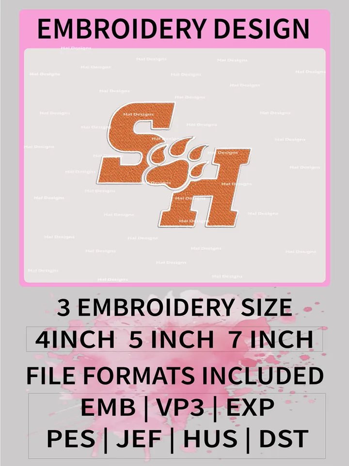 NCAA Sam Houston Bearkats Embroidery File, 3 Sizes, 6 Formats, NCAA Machine Embroidery Design, NCAA Logo, NCAA Teams