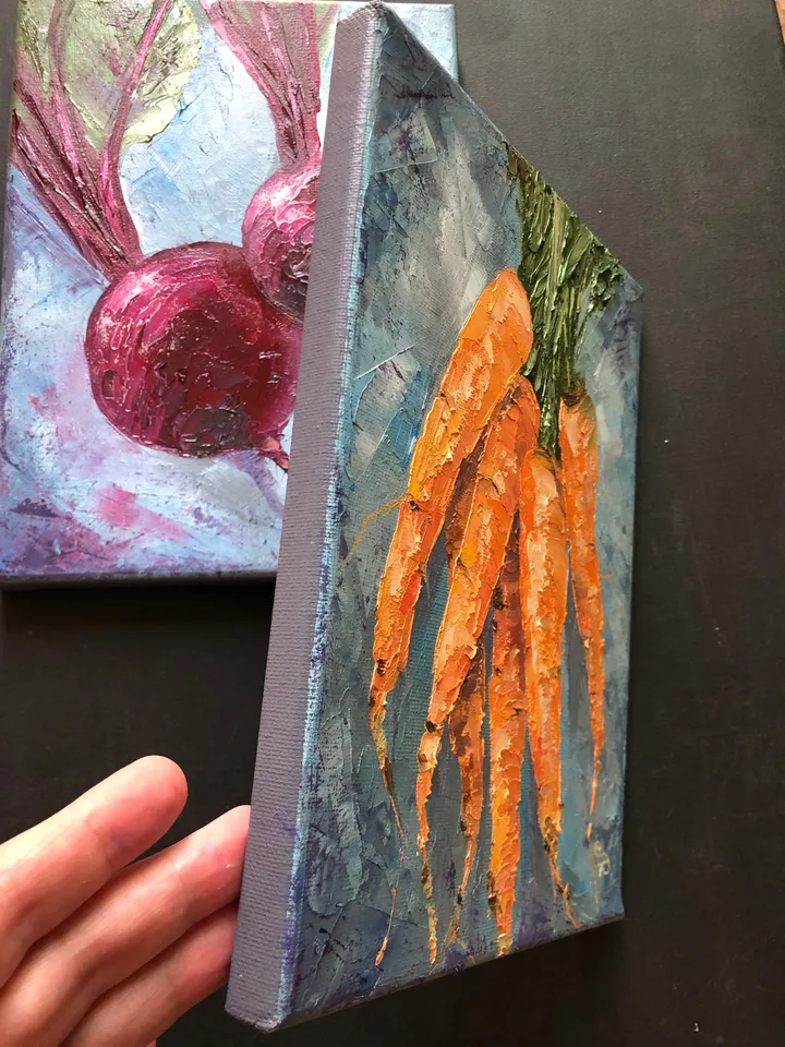 Kitchen Still life Painting Vegetables Paintings Original Oil Beets Paintings Carrots Painting