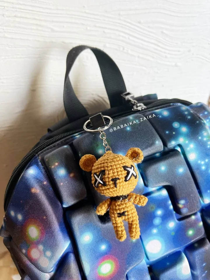 PDF Crochet Goth Bear Pattern, Amigurumi goth teddy bear Voodoo doll Pattern, Keychain Crochet Pattern Halloween Crochet Pattern Voodoo Bear