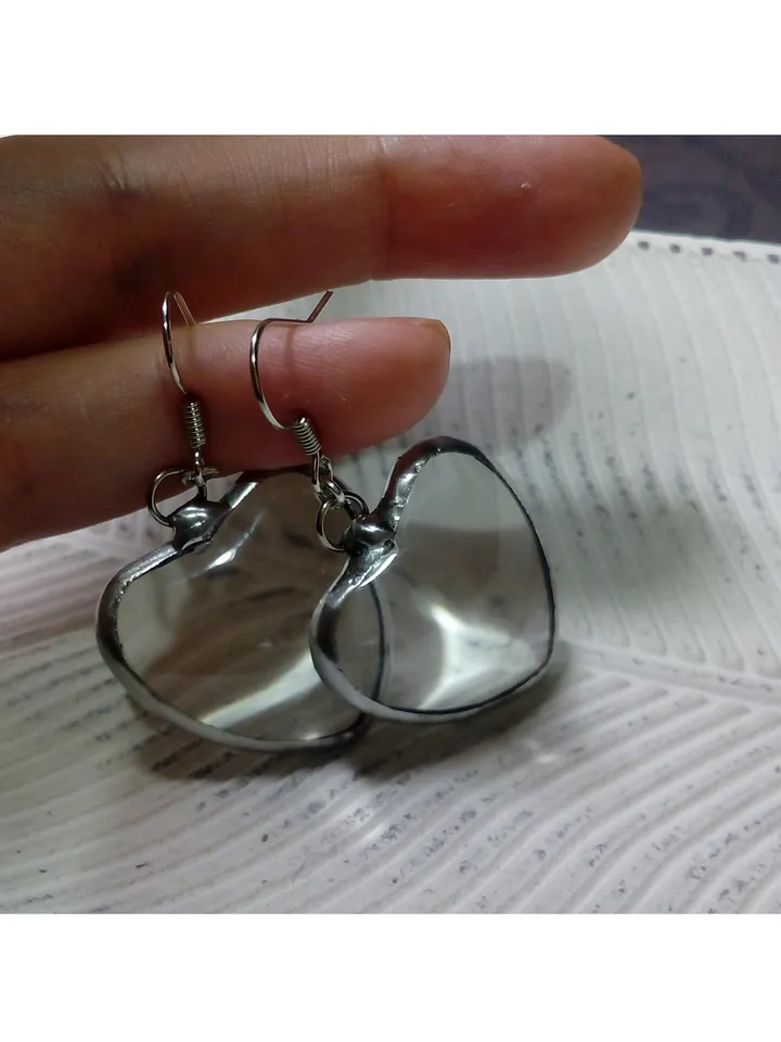 Heart earrings, valentine's day, valentines earrings, glass lens, love earrings, cool earrings, kawaii earrings
