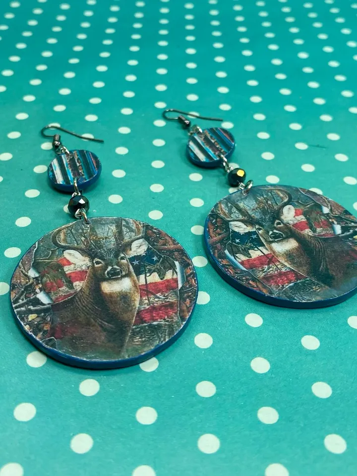 Original handmade earrings. Handmade jewelry. Author's earrings. Handmade. Earrings with deer.