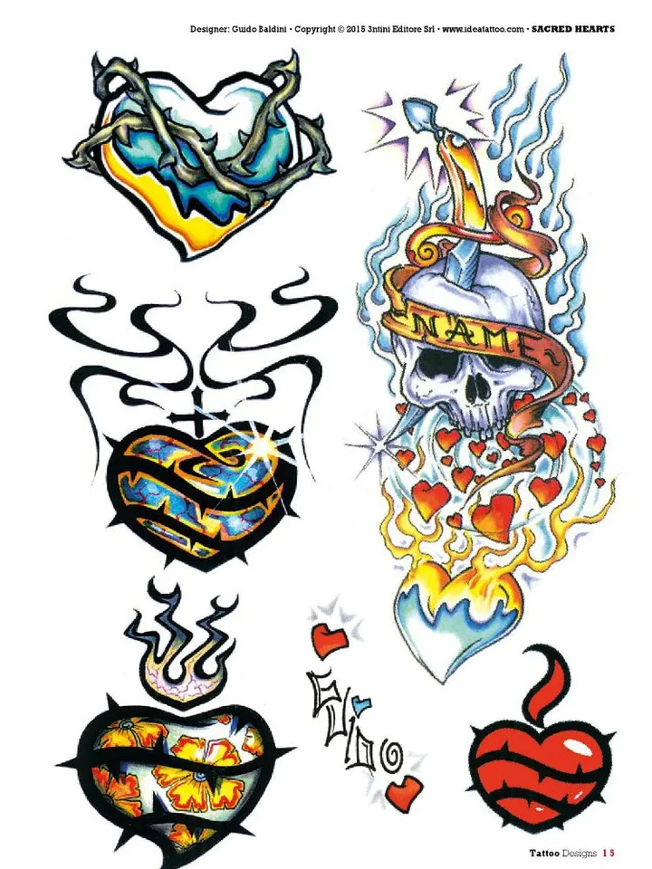 Sacred & Anatomical Hearts tattoo