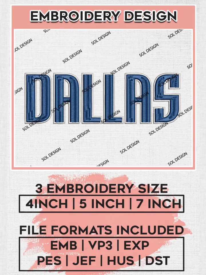 NBA Dallas Mavericks Wordmark Logo Embroidery Designs, Dallas Mavericks Embroidery Design Files, NBA Machine Embroidery Designs, NBA Embroidery Designs, Digital Download