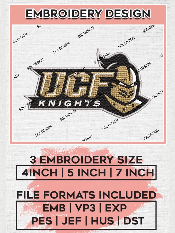 NCAA UCF Knights Logo Machine Embroidery Design, NCAA UCF Knights Embroidery Design Design files, NCAA Team Embroidery Designs, NCAA Machine Embroidery Designs, Digital Download