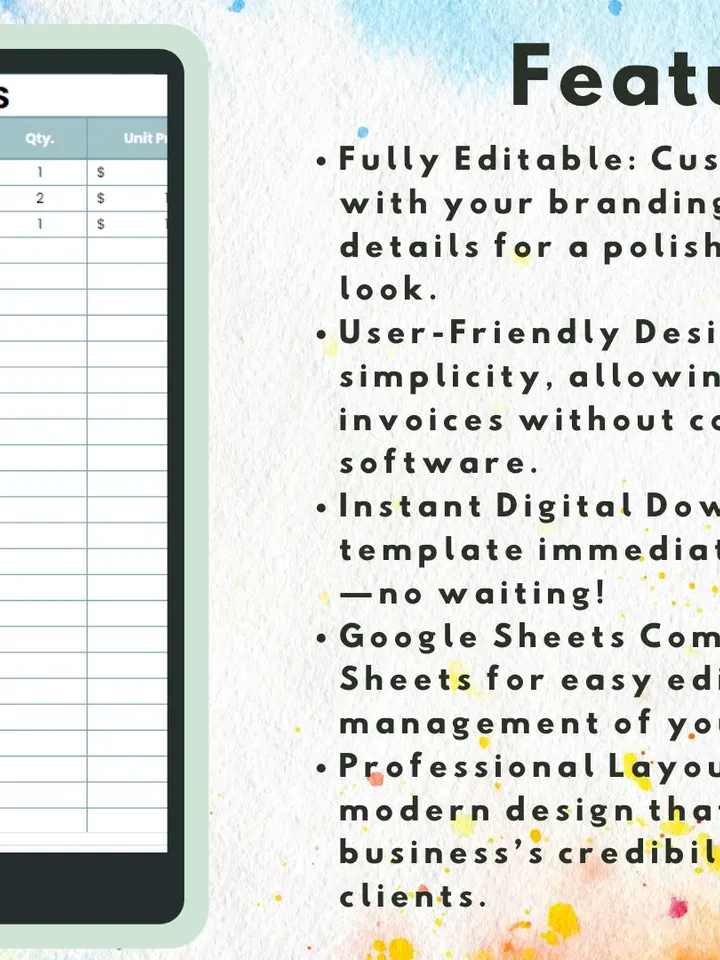 Editable Real Estate Commercial Invoice Template | Easy to Use Digital Download | Google Sheets Invoice for Real Estate Professionals