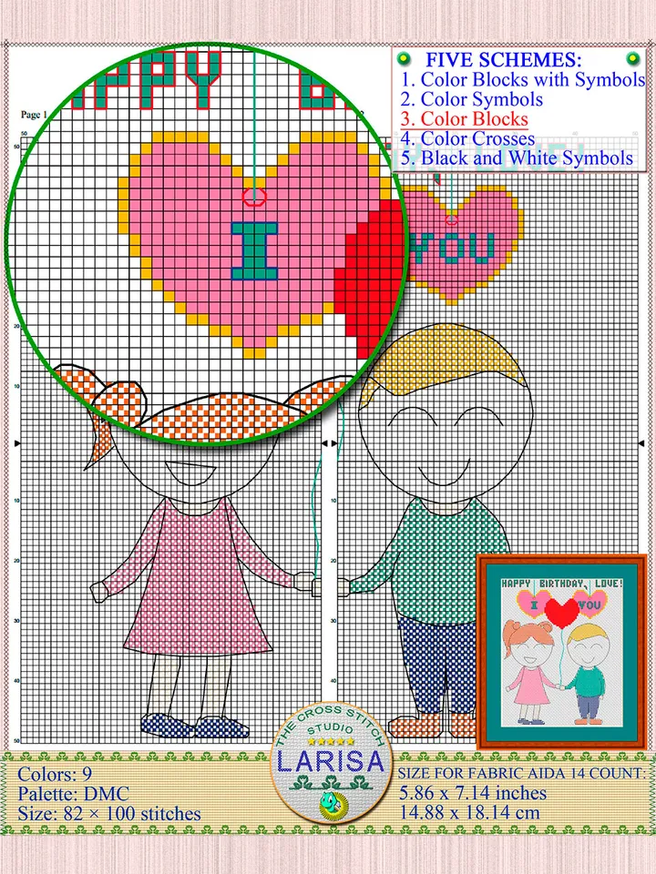 Happy Birthday Love Cross Stitch Pattern