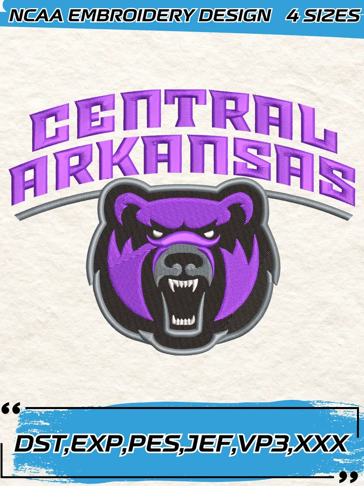 Central Arkansas Bears Logos Embroidery Designs,NCAA Logo Embroidery Design,Machine Embroidery Design File,4 Sizes, Digital Download