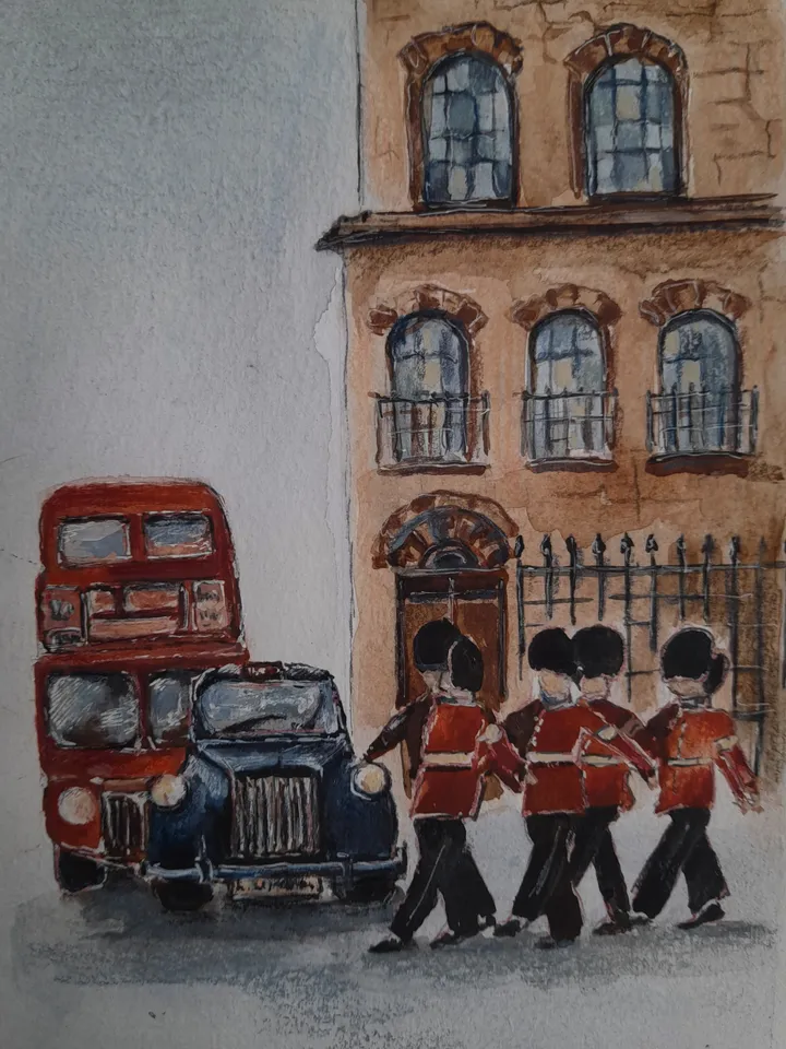 Watercolor paintings London set of 2 pieces. Series British sketches 5,3 х 7,3 inches