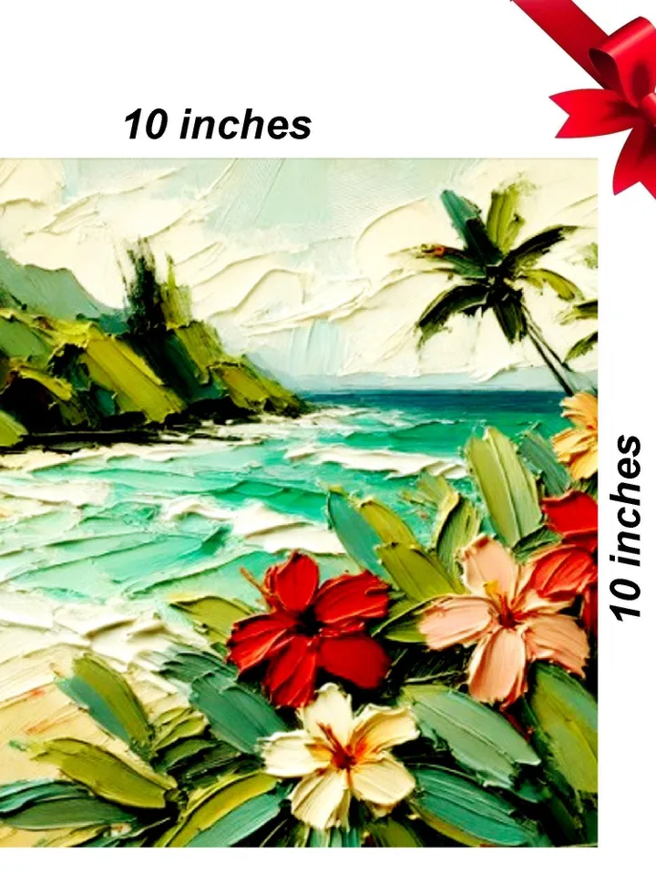 Hawaii Painting  Palm Trees Original Art Seascape Impasto Oil Painting Oahu Wall Art Christmas Gift by ArtProkopaloSv