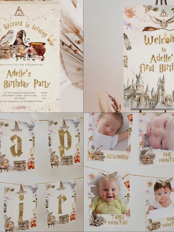 Custom Sign;Wizard Birthday Party; Magic School 1st Birthday; Editable Wizarding World Custom Sign; Magical Party Decoration; Wms12