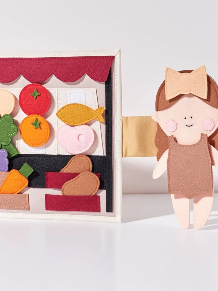 dollhouse felt book 8 pages, felt dollhouse quiet book toddler, gifts for kids, kinderkrama