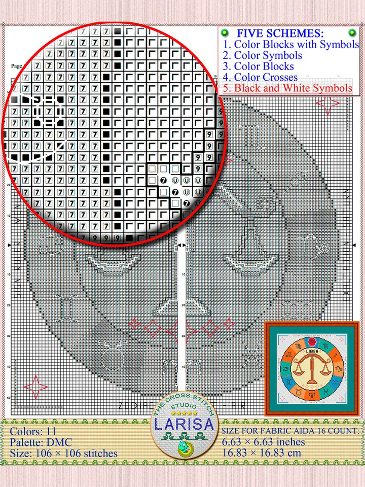 Libra Cross Stitch Pattern | Libra Zodiac Sign