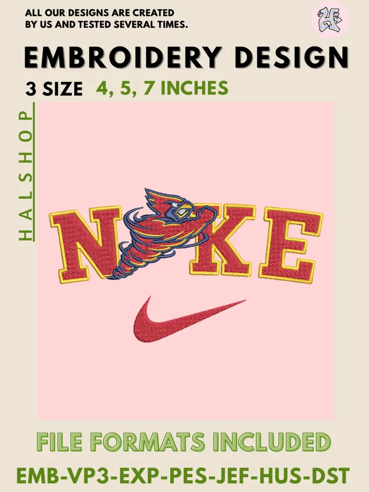 NCAA Iowa State Cyclones Nike Logo Embroidery Design | Machine Embroidery File | 3 Sizes, 6 Formats | NCAA College Team Design