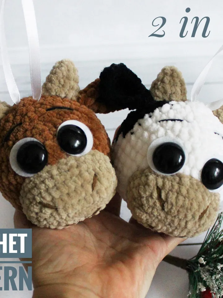 CROCHET PATTERN bull toy Cute cow toy Keychain cow ball toy Keychain bull ball toy Accessory for car Amigurumi tutorial PDF file