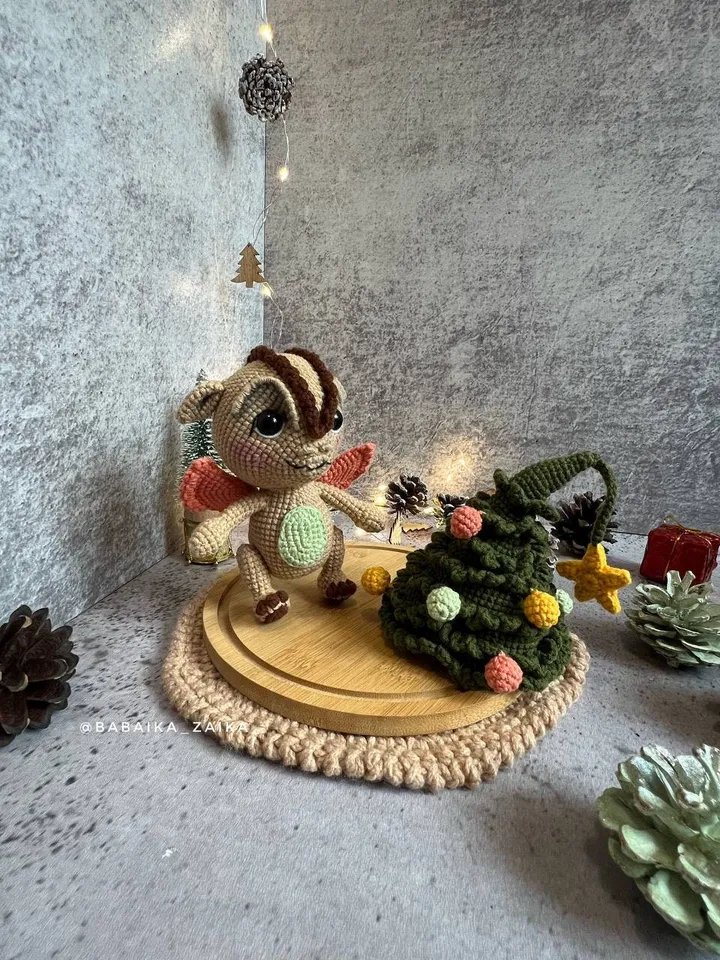 PDF Crochet Pattern Xmas Dragon, Christmas Crochet Pattern, Animal Crochet, Amigurumi Crochet Ornament Christmas baby Animal Christmas Decor