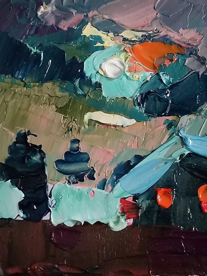Night Painting 油畫原作 Moon Original Art 手工油畫 Oil Painting 掛畫 Winter landscape