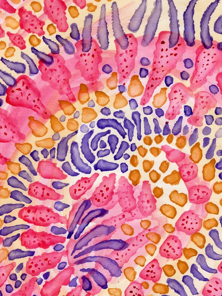 Original watercolor painting. Pink . Abstraction.