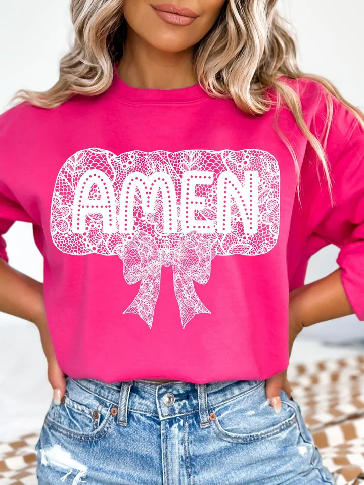 Amen White Lace Bow png, easter png, Lace Coquette Bow png, Spring png, Lace bow easter png, Faux Embroidery Girly, bible verses easter png