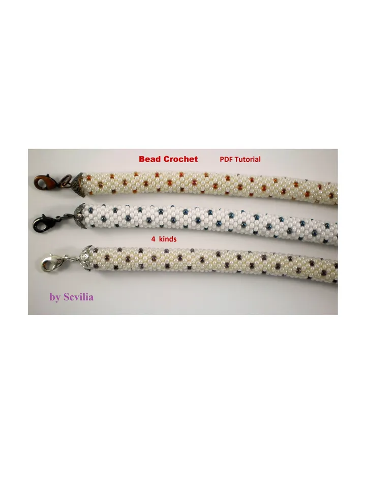 Bead crochet rope pattern for beading «Secret» necklace and bracelet 4 kinds, Tutorial, DIY, beading, Instant Download, PDF fail