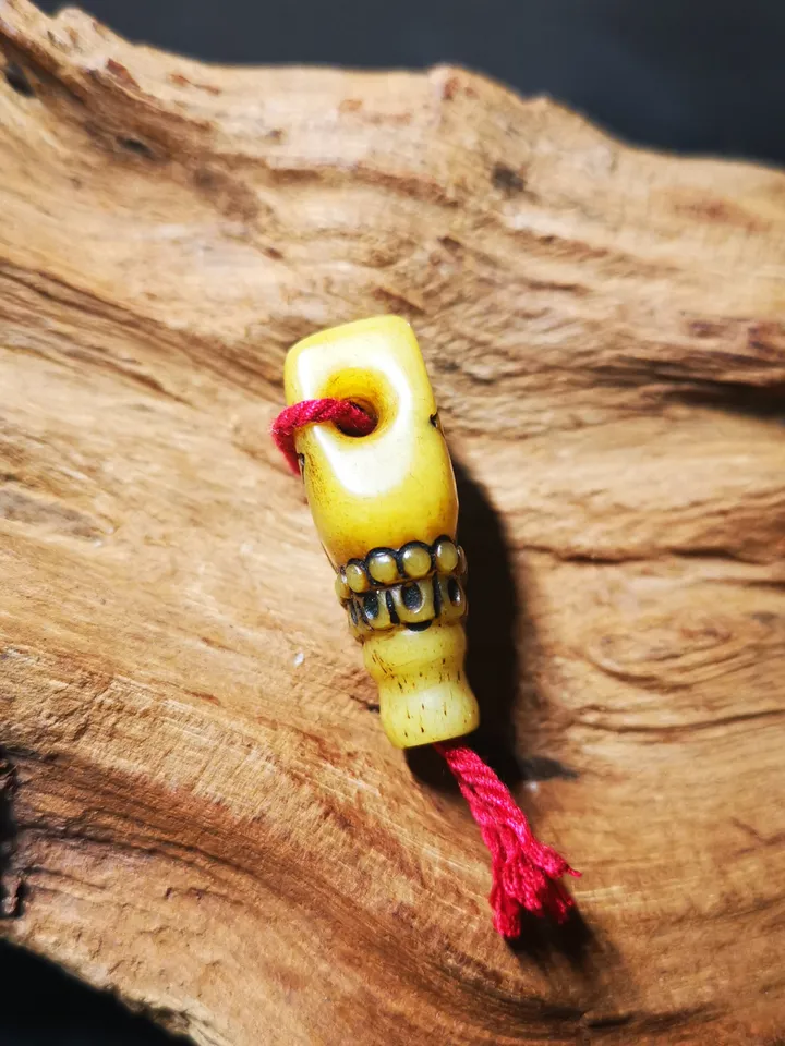 Gandhanra Tibetan Yak Bone Carved Guru Bead,T-drilled 3-Hole Prayer Bead,Mala Bead,Connector Bead for Buddhist Bead Accessories