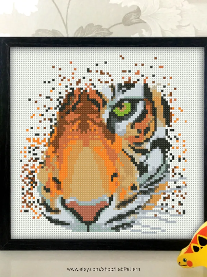 Tiger Cross stitch pattern | Embroidery Pattern | Instant Download | Embroidery Designs