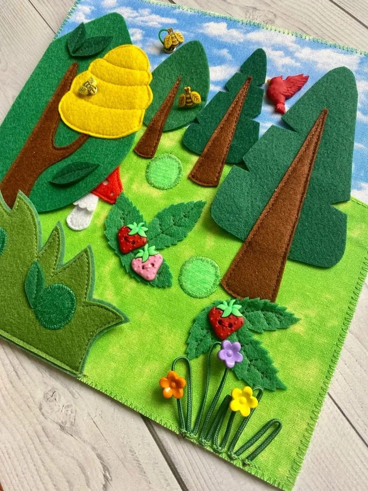Forest Animals Quiet book Pattern PDF, Felt book pattern, Soft sensory book template, Quiet book sewing ideas for kids 2, 3, 4 year old