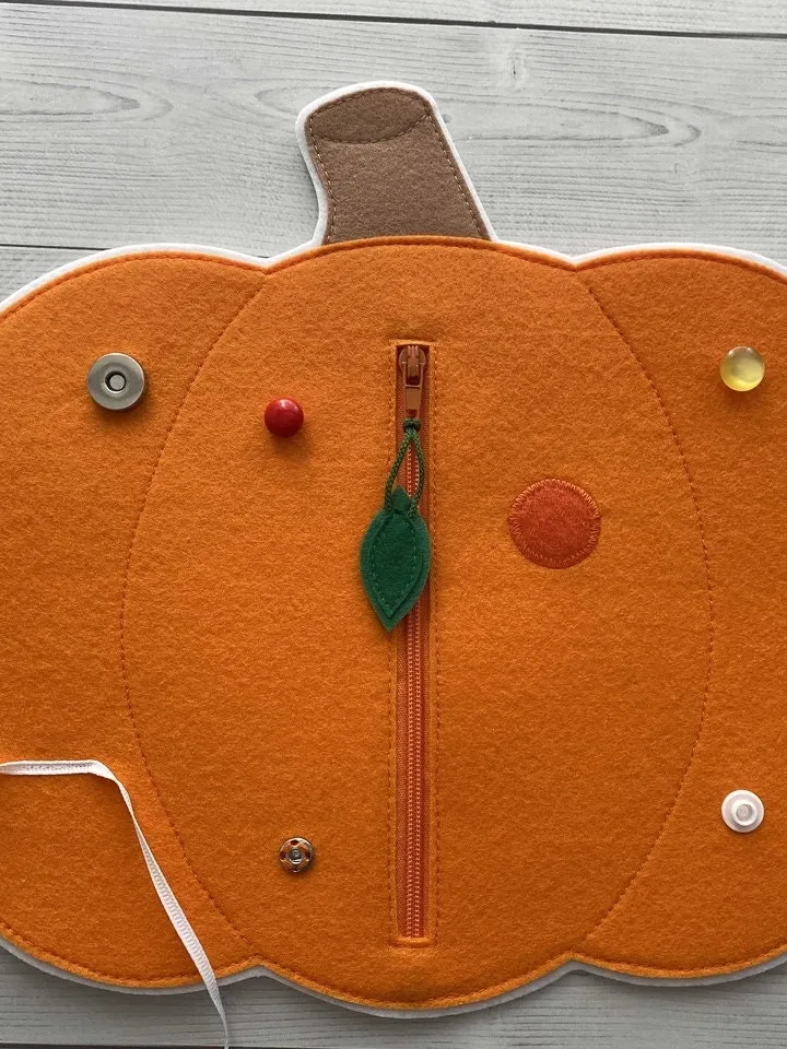 Felt pumpkin pattern PDF & Tutorial, Felt Fasteners toys pattern, Fine Motor Skills Toys, Quiet book sewing ideas for 2, 3, 4 year olds