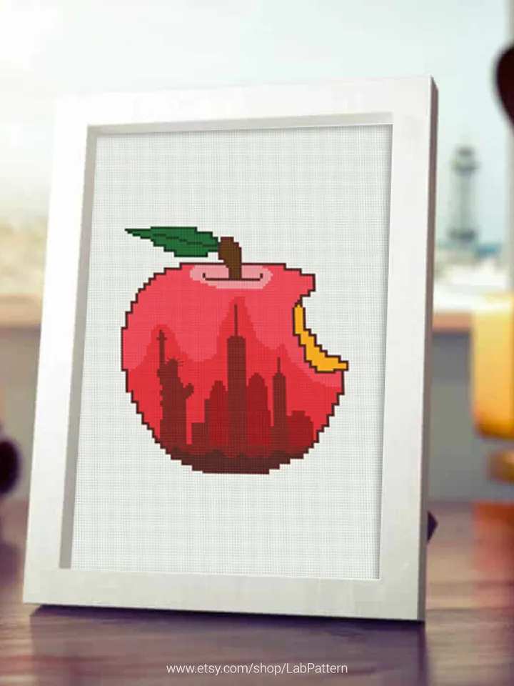 New York City Big Apple Cross stitch pattern | Embroidery Pattern | Instant Download | Embroidery Designs