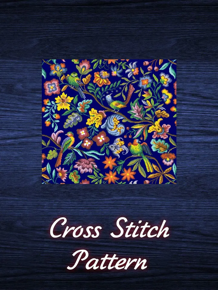 Antique Cross Stitch Pattern Bird on a Branch Counted Digital Download PDF
