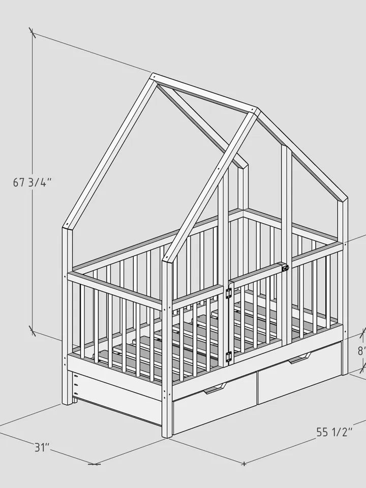 House Bed Plan, Crib Size, PDF, DIY