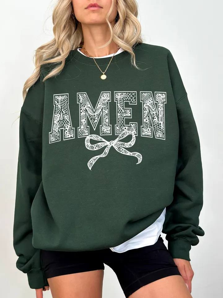 Amen White Lace Bow png, easter png, Lace Coquette Bow png, Spring png, Lace bow easter png, Faux Embroidery Girly, bible verses easter png