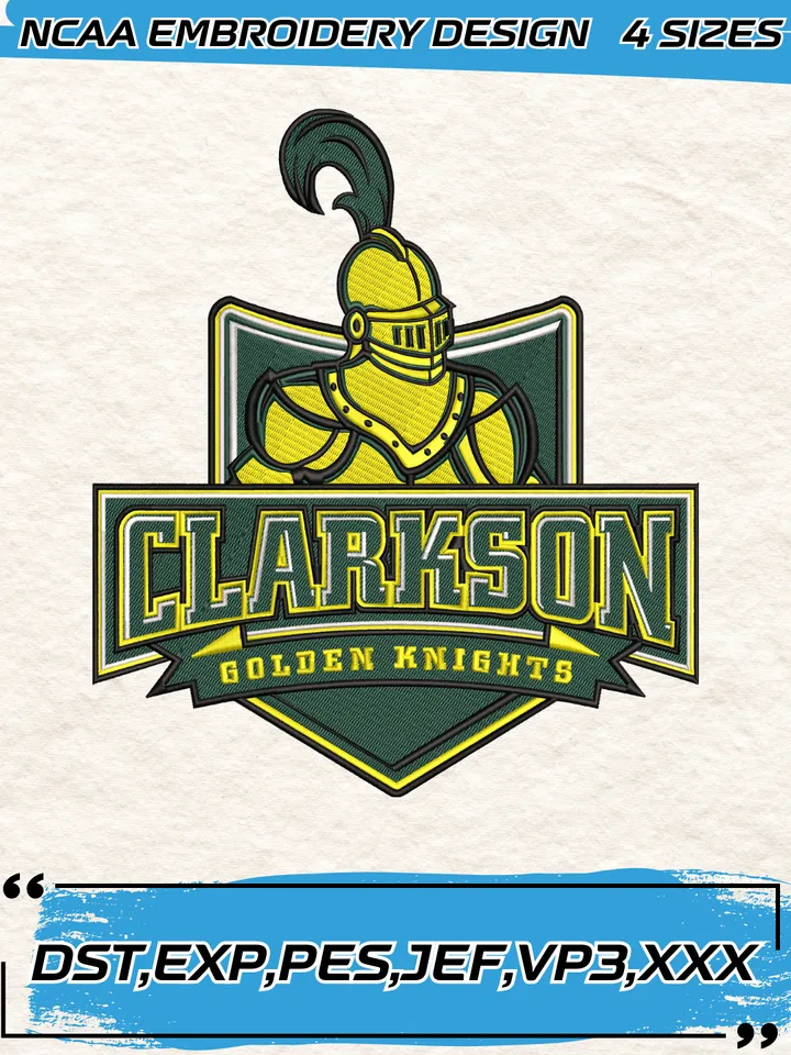 Clarkson Golden Knights Logos Embroidery Design,NCAA Logo Embroidery Design,Machine Embroidery Design File,4 Sizes, Digital Download