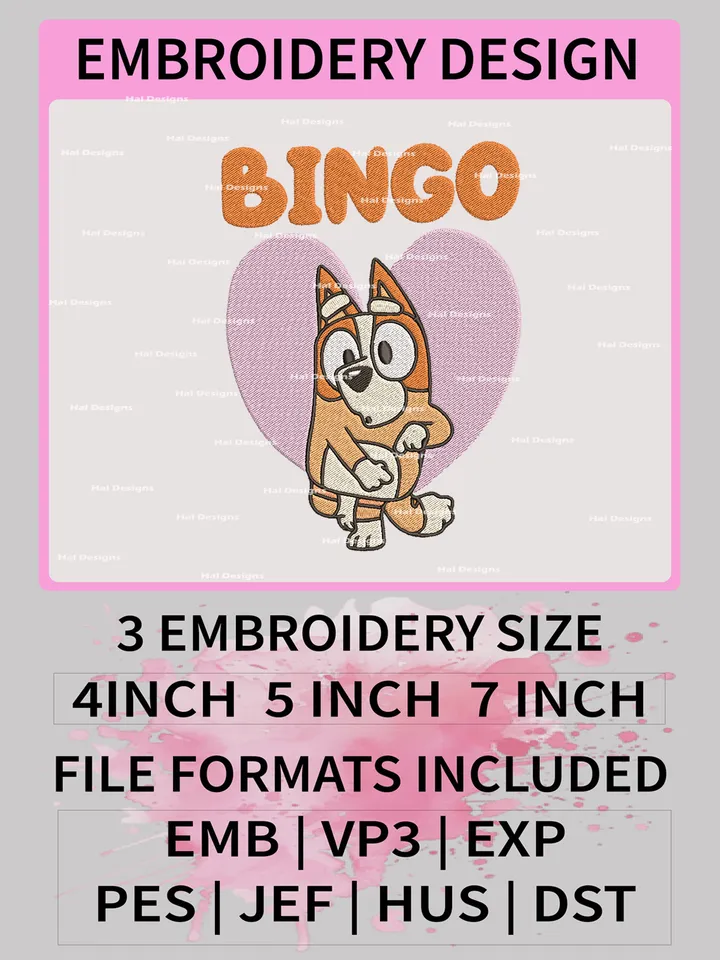 Bingo Dance Heart Comfort Colors Embroidery File, Embroidery Designs, Machine Embroidery Design