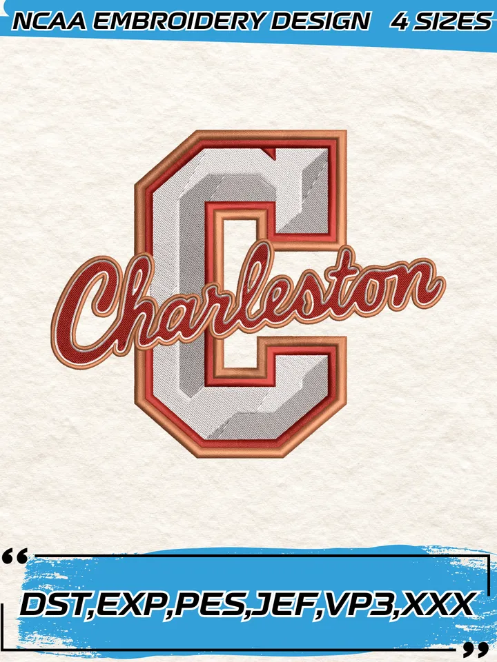 College of Charleston Cougars Logos Embroidery Design,NCAA Logo Embroidery Design,Machine Embroidery Design File,4 Sizes, Digital Download