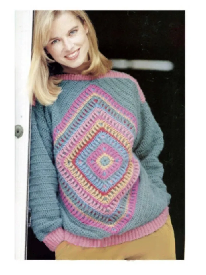 Sweater granny crochet, pullover crochet pattern, granny squares sweater pdf
