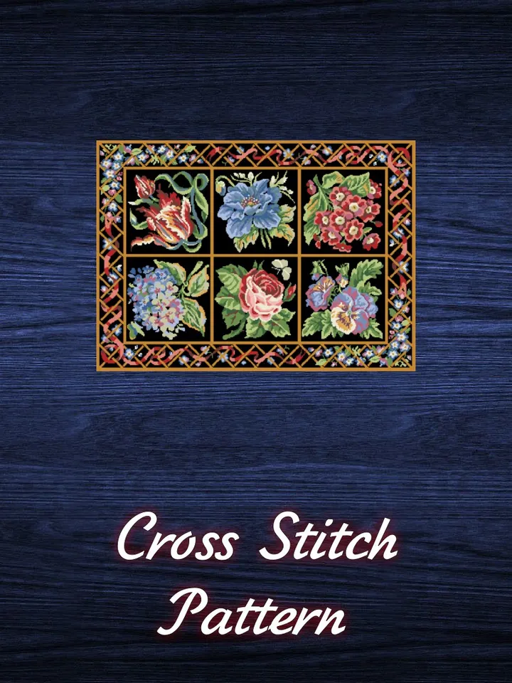 Antique Cross Stitch Pattern Tapestry Counted Digital Download PDF