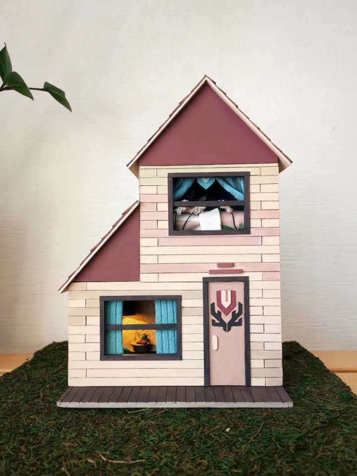 Miniature Roombox Diorama of Deer House scale 1/24