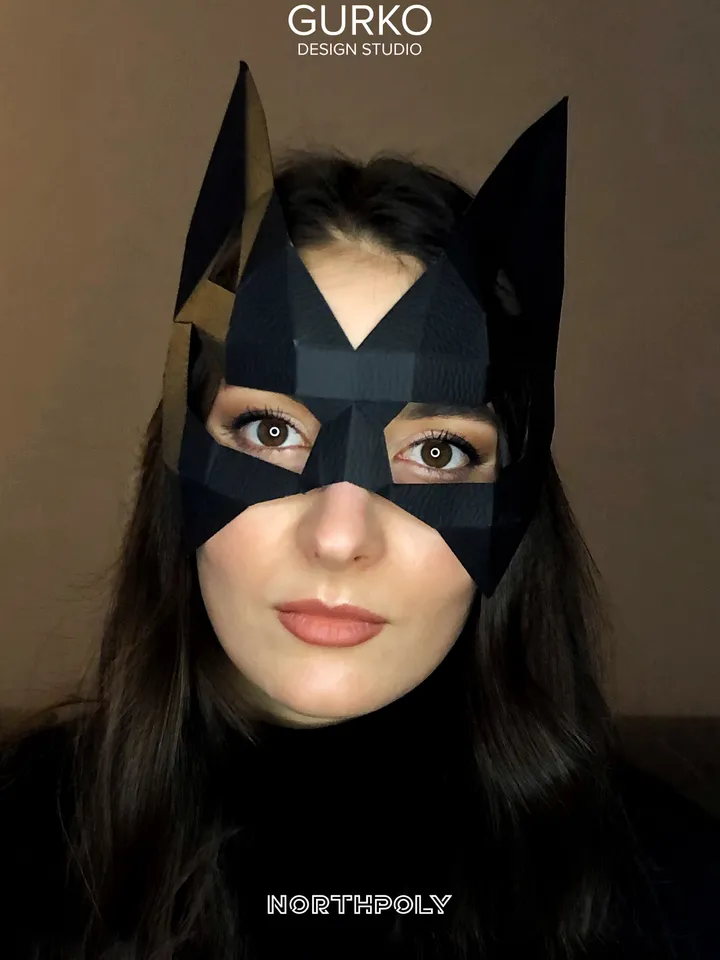 Cat Mask Papercraft, Digital Template, PDF Download, Gurko, 3D Low Poly Animal Mask, DIY Origami, Pepakura, Paper Mask, DIY Costume