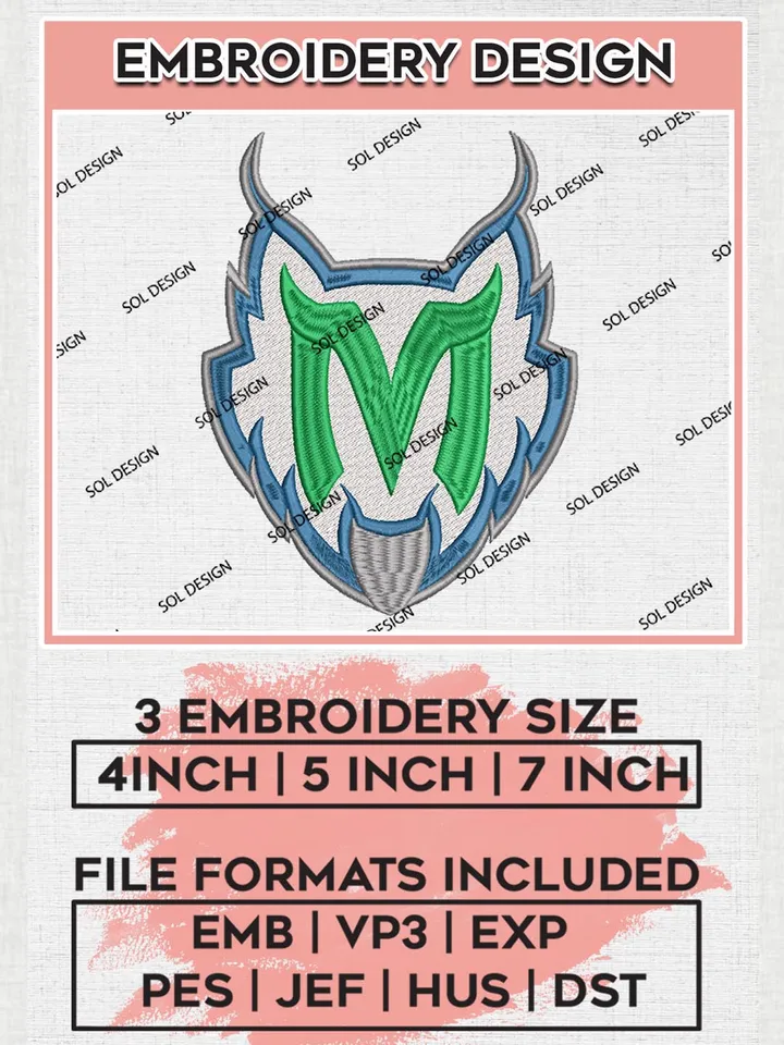 Minnesota Lynx Embroidery Design Files, WNBA Minnesota Lynx Team Embroidery Designs, WNBA Basketball Teams, 3 sizes, Machine embroidery designs, Digital Download