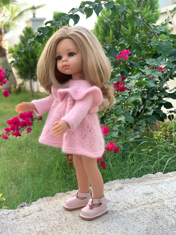 PDF Knitting Pattern Tutorial Dress with Flounce for Paola Reina doll (12&quot;/32 cm) eng