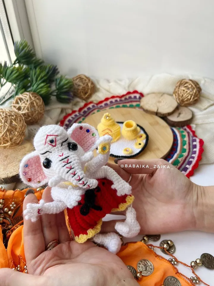PDF Crochet Ganesha Amigurumi Elephant Crochet Elephant Crochet Indian Pattern Small Animal pattern Crochet astrology Elephant Toy Tutorial