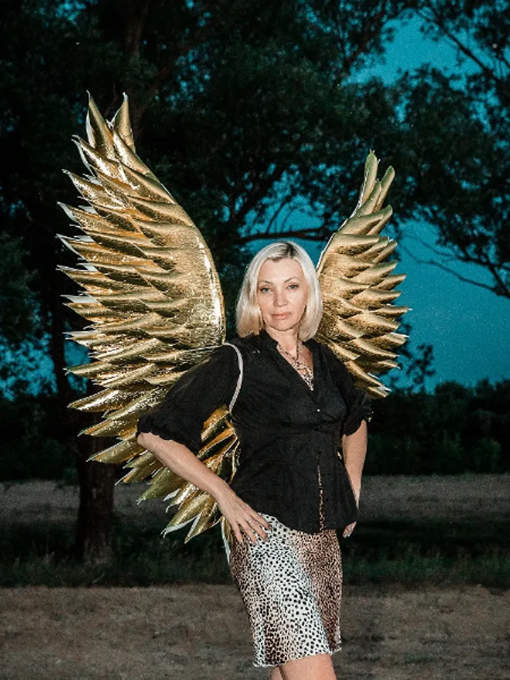 Angel Wings, Gold Angel Wings, Cosplay Wings, SparklingWings, Adult Accessory for Divine, Fairy, Goddess & Queen Costume