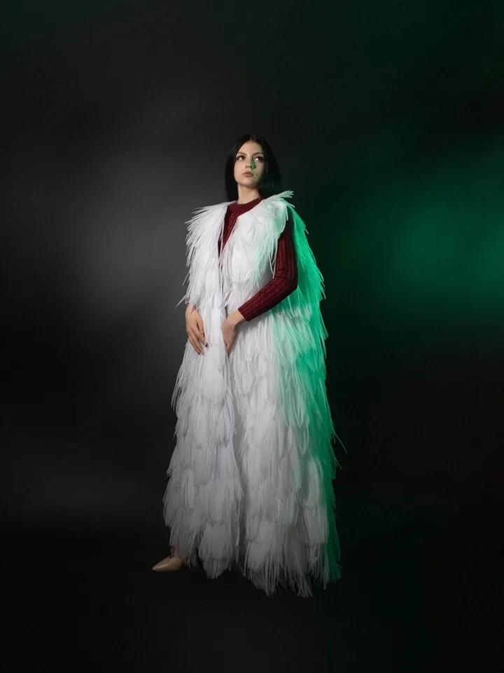feather cape, wedding cape, jacket, feather coat, bride's coat
